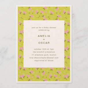 Vintage Floral Yellow Pink Couples Baby Shower Invitation