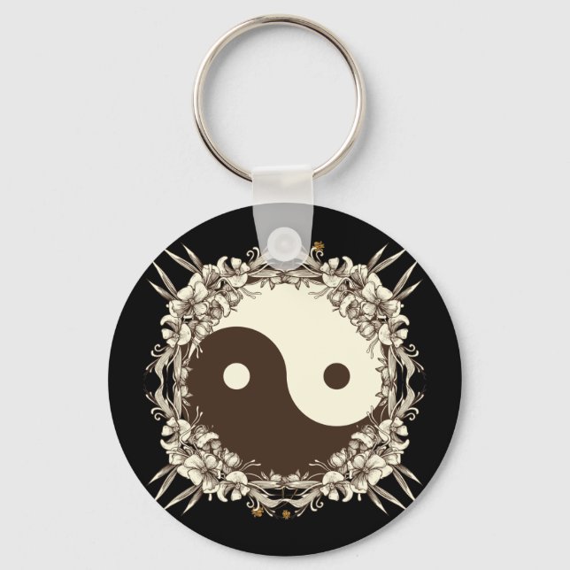 Vintage Floral Yin Yang Key Ring (Front)
