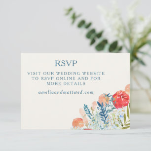 Vintage Florals Boho Wedding Website QR Code  RSVP Card