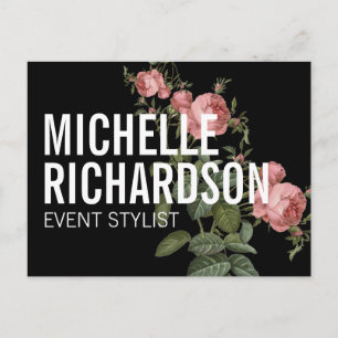 Vintage Florals Bold Text on Black Postcard