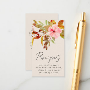 Vintage Florals Bridal Shower Recipe Request Enclosure Card