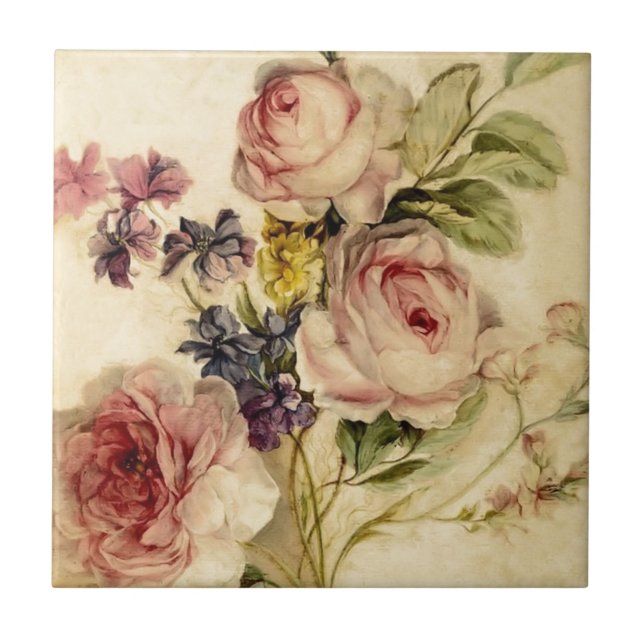 Vintage Florals from 18th Century Tile (Front)