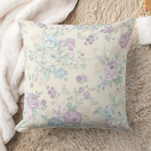 Vintage Florals in Purple  Cushion