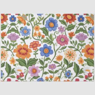 Vintage Florals Knitting Botanical Pattern Pastel  Tissue Paper