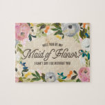 Vintage Florals | Maid of Honour Puzzle<br><div class="desc">Asking your bridal party to be part of your special day can be just as exciting as your engagement. Pop the question to your best friends with this Vintage Florals Puzzle that says "Will you be my Maid of Honour? I can't say I do without you.</div>