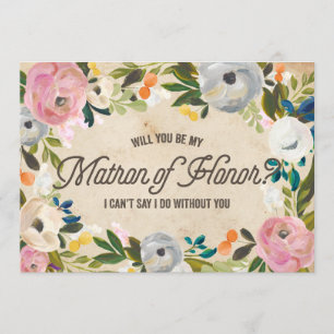 Vintage Florals   Matron of Honour Invitation