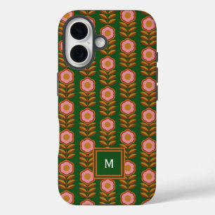 Vintage florals, pink and green retro  iPhone 16 case
