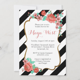 Vintage Florals with Glitter Invitations