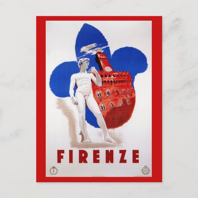 Vintage Florence 1930s Italian travel ad Postcard (Front)