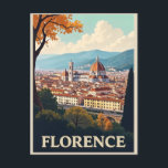 Vintage Florence Italy Cathedral Travel Postcard<br><div class="desc">Anyone would love to receive this vintage Italian travel postcard featuring an illustration of the Cathedral of Santa Maria del Fiore and the city skyline of Florence,  Italy!</div>