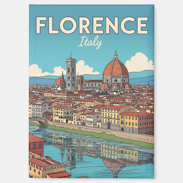 Vintage Florence Italy Travel Magnet (Front)