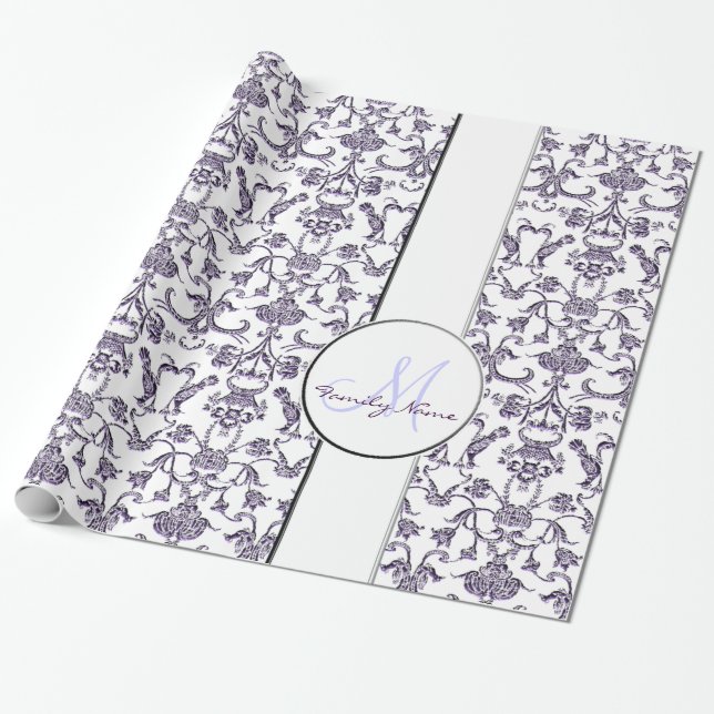 Vintage Florentine Damask (Lilac) Wrapping Paper (Unrolled)