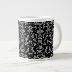 Vintage Florentine Damask (White) Large Coffee Mug