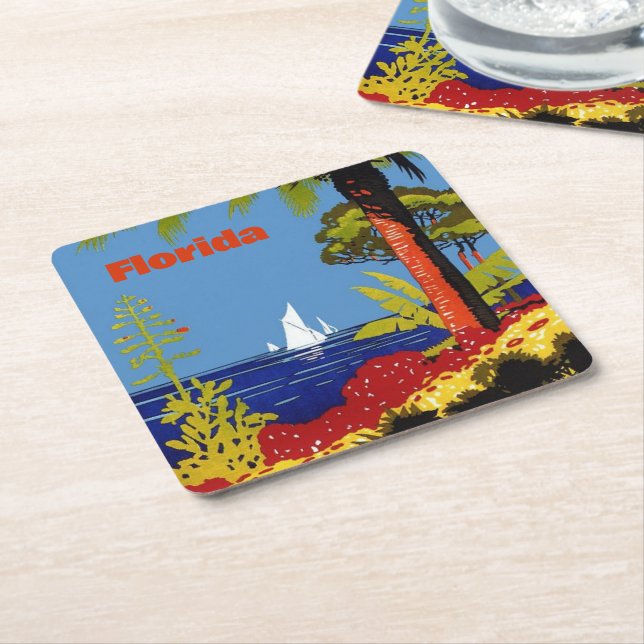 Vintage Florida, add text, Coaster (Angled)