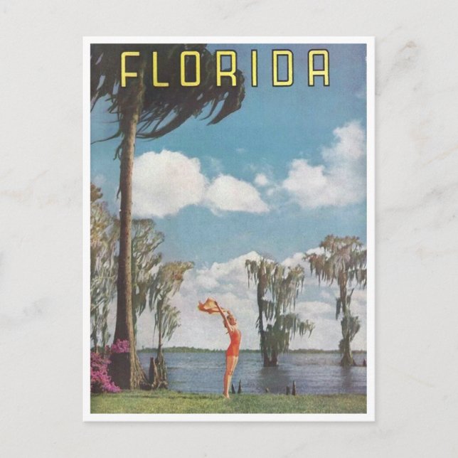 Vintage Florida Advertising Woman Postcard (Front)