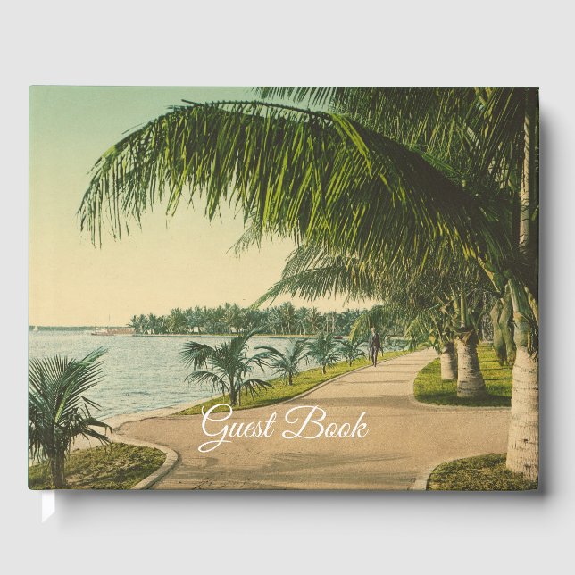 Vintage Florida Beach Scene Guest Book (Front)