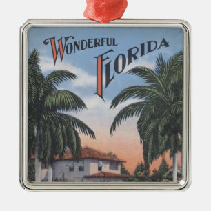Vintage Florida Brochure Metal Tree Decoration