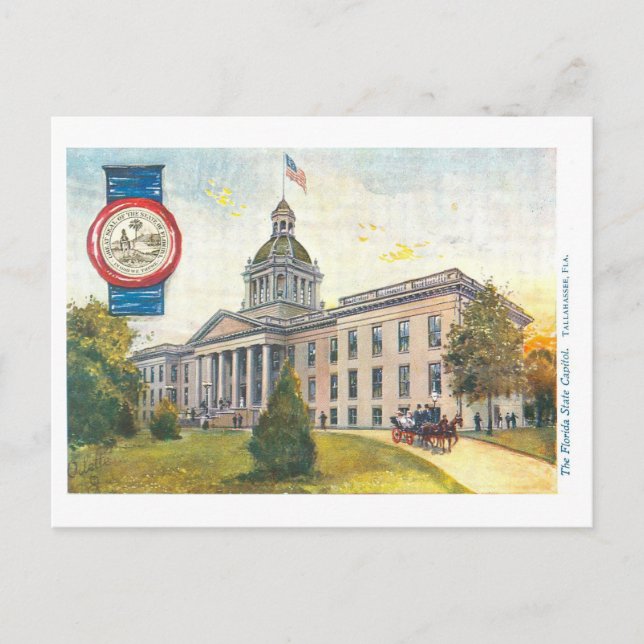 Vintage Florida Capitol with Seal Postcard (Front)