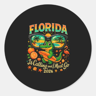 Vintage florida gator surfing retro beach 2026 top classic round sticker