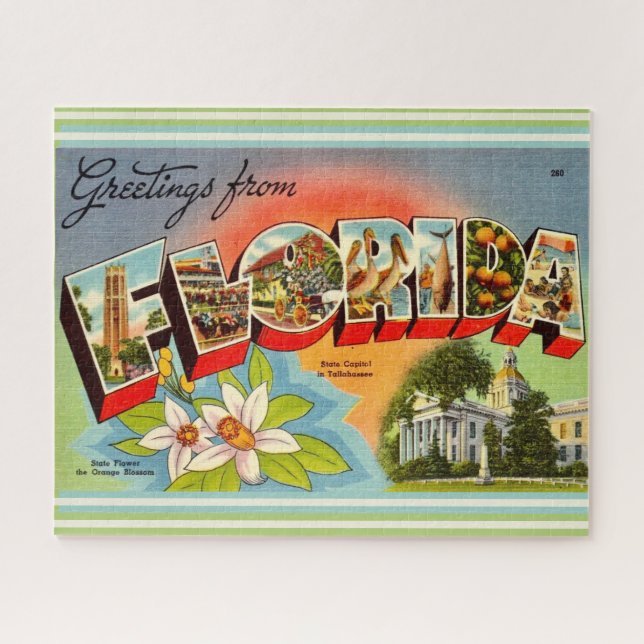 Vintage Florida Greeting Jigsaw Puzzle (Horizontal)