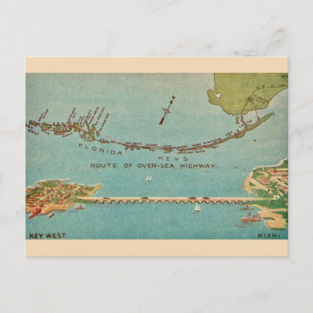 Vintage Florida Keys - Miami  Postcard (Front)
