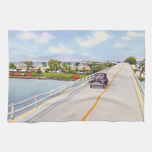 Vintage Florida Keys Pigeon Key Tea Towel (Horizontal)