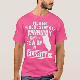 Vintage Florida Map A Woman Who Grew Up In Florida T-Shirt