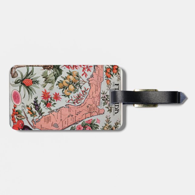 Vintage Florida Map Luggage Tag (Back Horizontal)