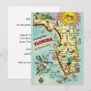 Vintage Florida Map Moving Announcement