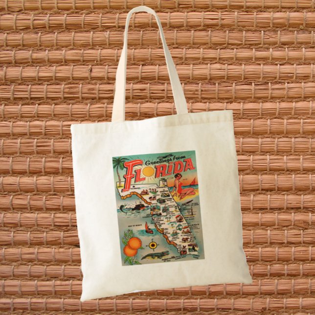 Vintage Florida map of attractions Tote Bag (Creator Uploaded)