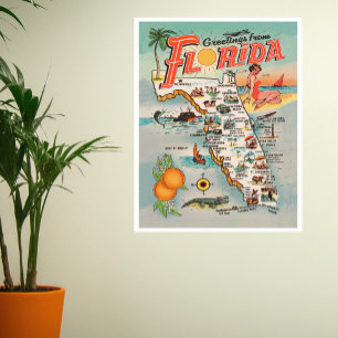 Vintage Florida map Poster