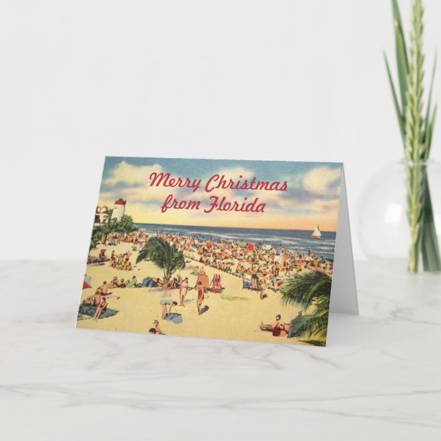 Vintage Florida Merry Christmas Holiday Card (Front)