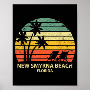 Vintage Florida New Smyrna Beach T Shirt Cool Retr Poster