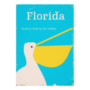 Vintage Florida Pelican travel poster