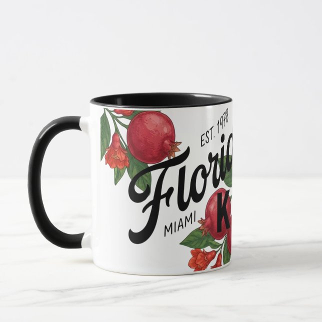 Vintage Florida Pomegranate Miami Botanical Fruit  Mug (Left)
