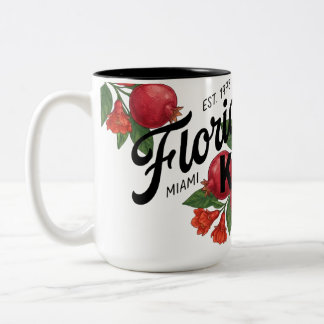 Vintage Florida Pomegranate Miami Botanical Fruit  Two-Tone Coffee Mug