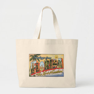 Vintage Florida Postcard Large Tote Bag