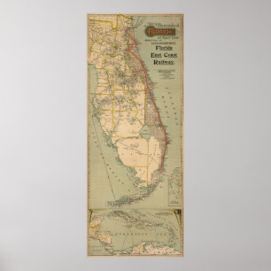 Vintage Florida Railway Map (1896) Poster