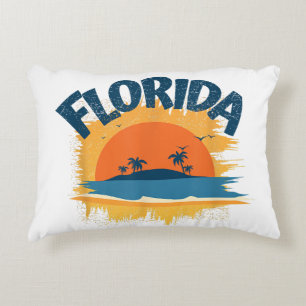 Vintage Florida Retro Tee Design Sunshine Decorative Cushion