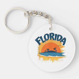 Vintage Florida Retro Tee Design Sunshine Key Ring
