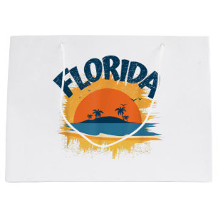 Vintage Florida Retro Tee Design Sunshine Large Gift Bag