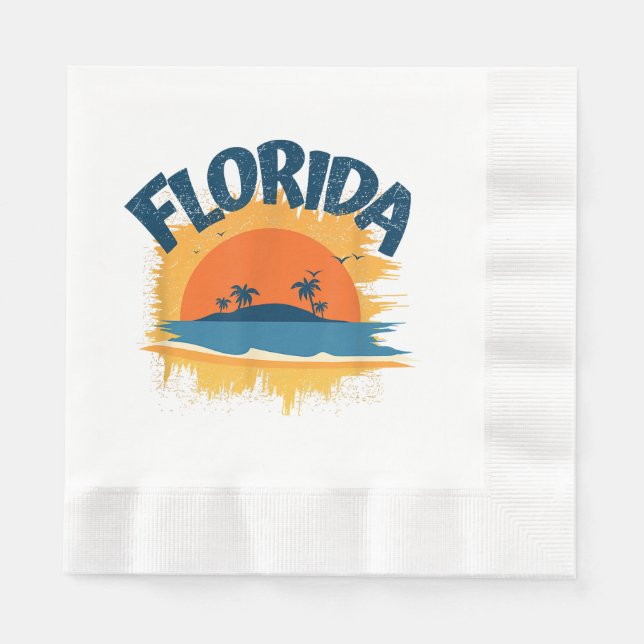 Vintage Florida Retro Tee Design Sunshine Napkin (Front)