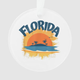 Vintage Florida Retro Tee Design Sunshine Ornament