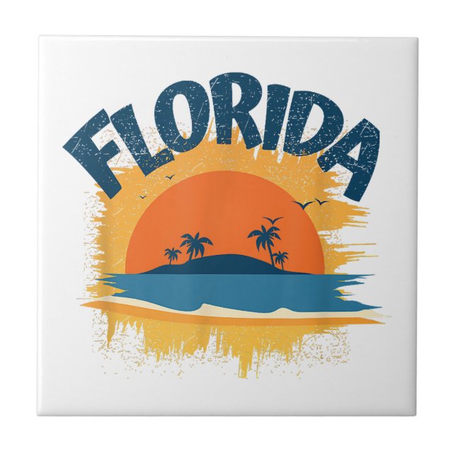 Vintage Florida Retro Tee Design Sunshine Tile (Front)