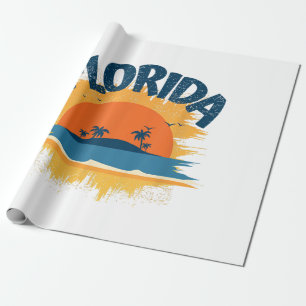 Vintage Florida Retro Tee Design Sunshine Wrapping Paper