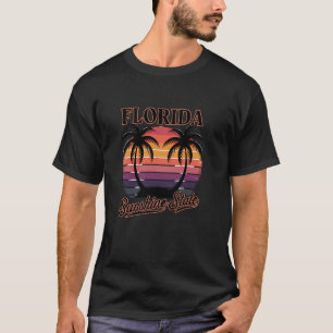 Vintage Florida Summer Vibes Beach Sunset Palm Tre T-Shirt
