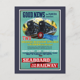 Vintage Florida Trains Postcard