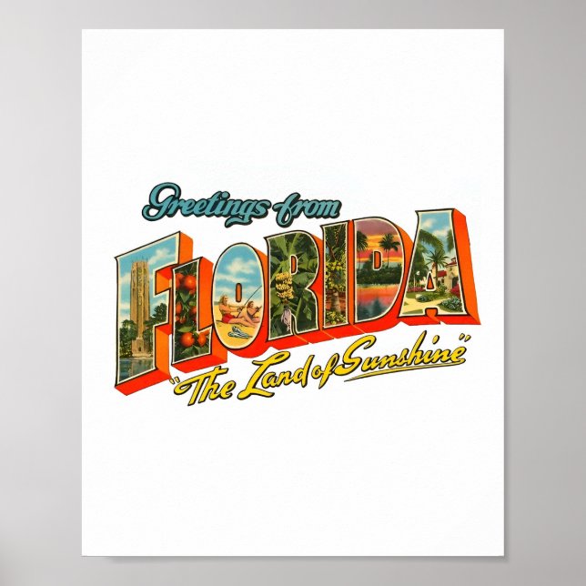Vintage Florida Travel Logo Poster (Front)