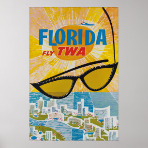 Vintage Florida Travel PosterPrint, Airline Poster