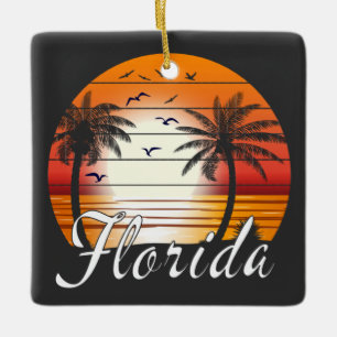 Vintage Florida USA Palm Trees Summer Beach Ceramic Ornament